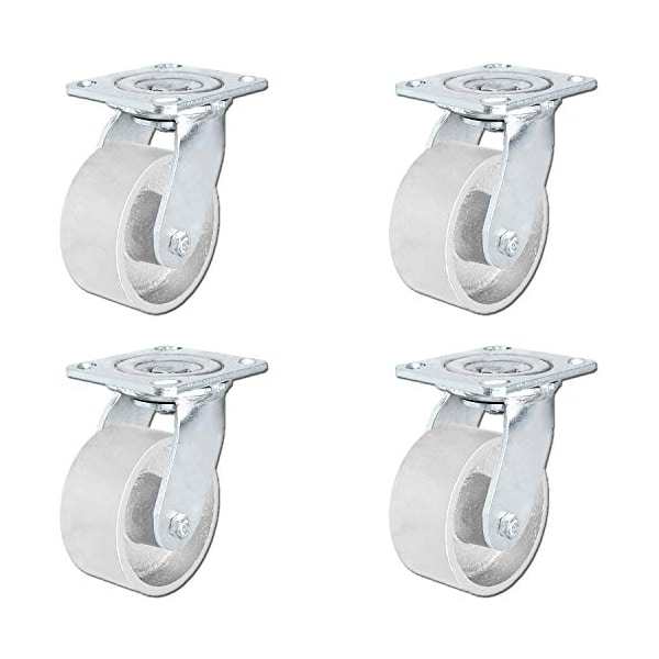 4"x2" Steel Wheel Casters, Swivel Casters, 700 lbs Per Ca, PK4